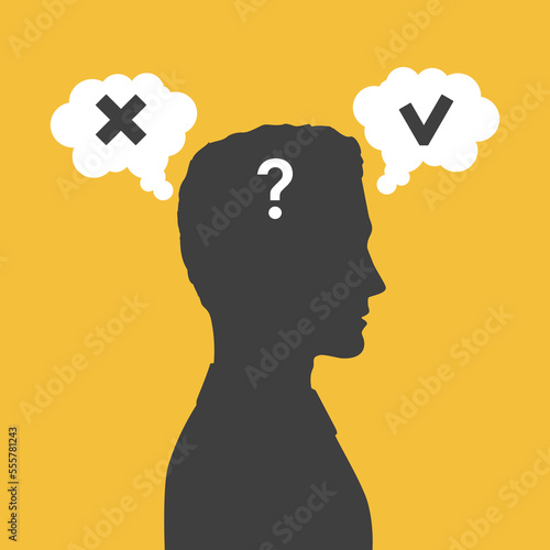 Man decides to agree or not with something, tries to choose between two options.	