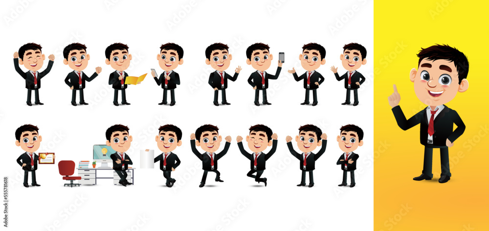 Set of business people with different poses Set of business people with different poses