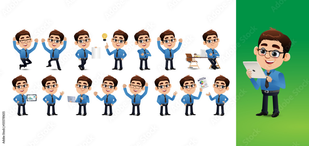 Set of business people with different poses Set of business people with different poses