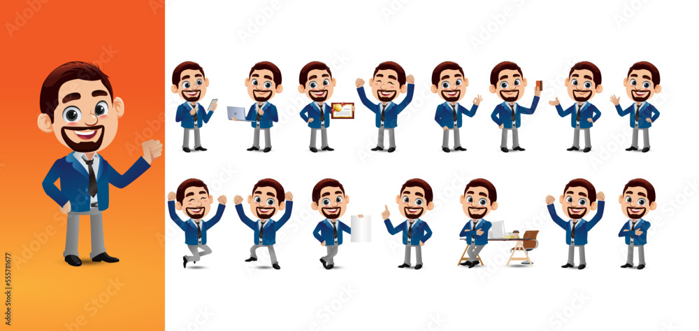 Fototapeta premium Business people with different poses. vector