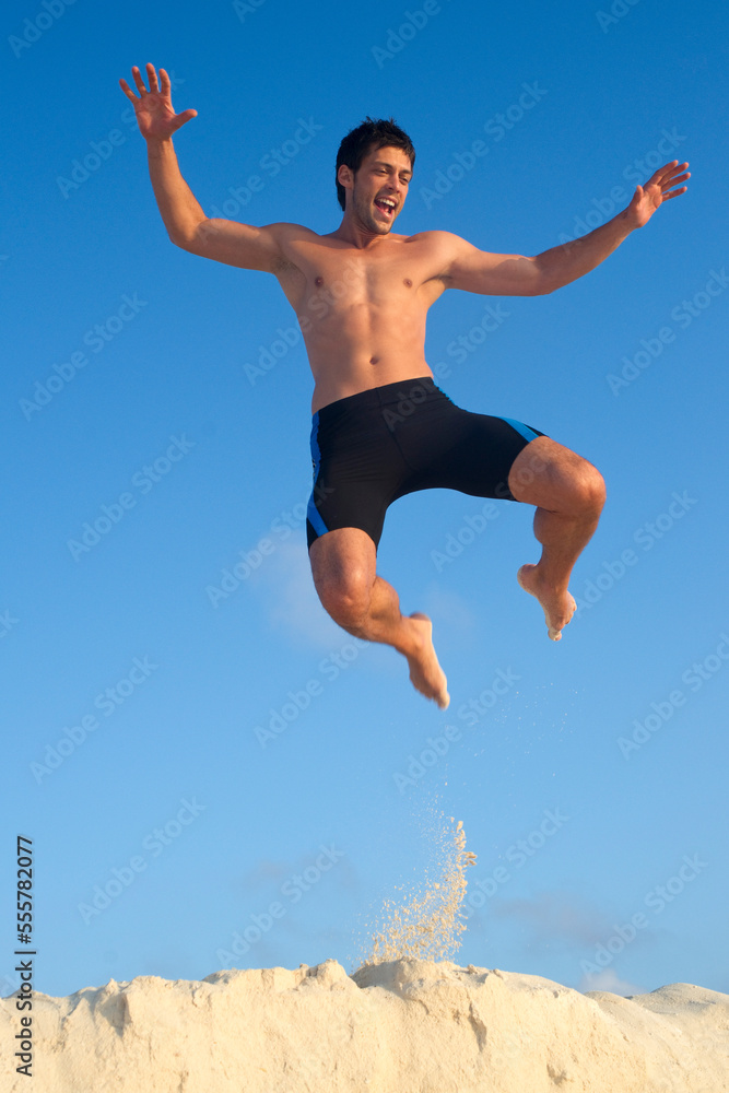 Man Jumping, Reef Playacar Resort and Spa Hotel, Playa del Carmen, Quintana Roo, Yucatan Peninsula, Mexico Man Jumping, Reef Playacar Resort and Spa Hotel, Playa del Carmen, Quintana Roo, Yucatan Peninsula, Mexico