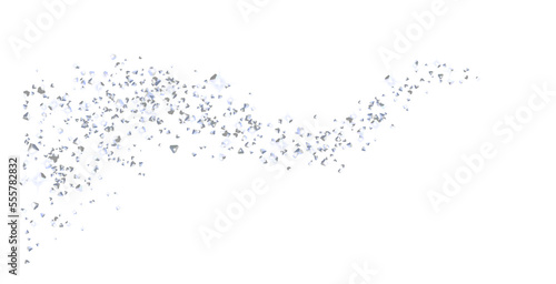 Silver confetti glittering wave. Silverish sparkling. Shiny wavy crumbs. png