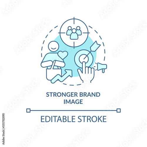 Stronger brand image blue concept icon. Credibility. Market segmentation benefit abstract idea thin line illustration. Isolated outline drawing. Editable stroke. Arial, Myriad Pro-Bold fonts used