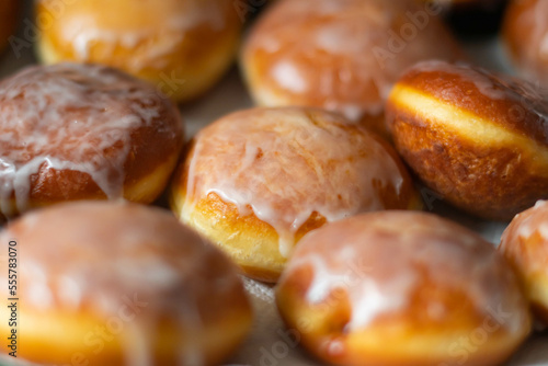 close up of a lot of donuts