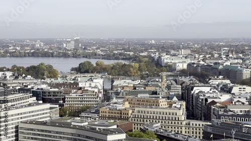 Hamburg city from St. Michael's Church perspective view