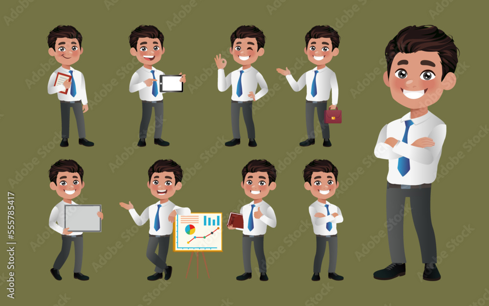 Set of business people with different poses Set of business people with different poses