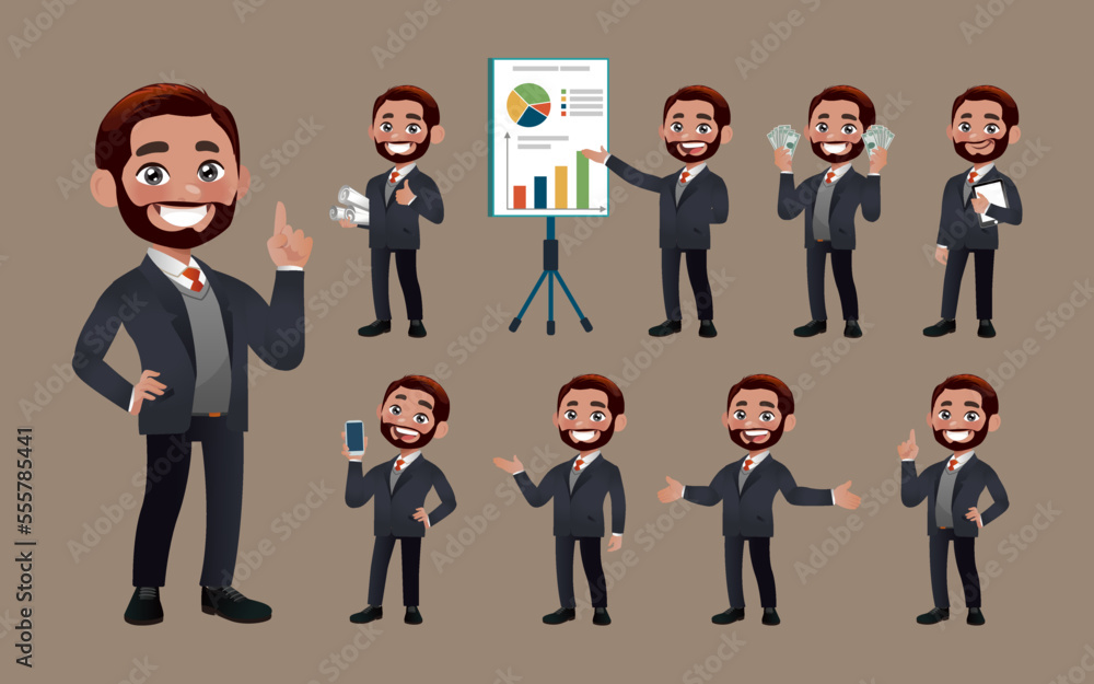 Set of business people with different poses Set of business people with different poses