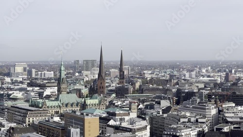 Hamburg city from St. Michael's Church perspective view