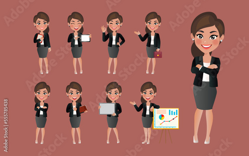 Set of business people with different poses