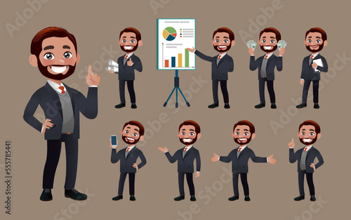 Set of business people with different poses