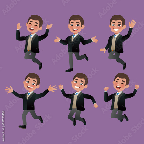 Set of business people with different poses