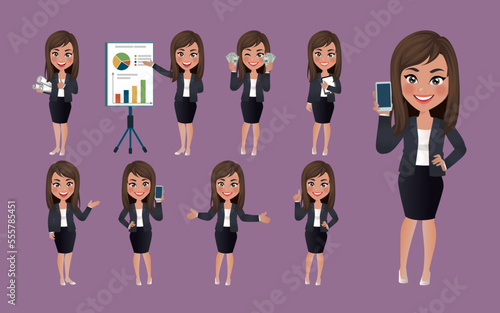 Set of business people with different poses