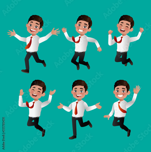 Set of business people with different poses