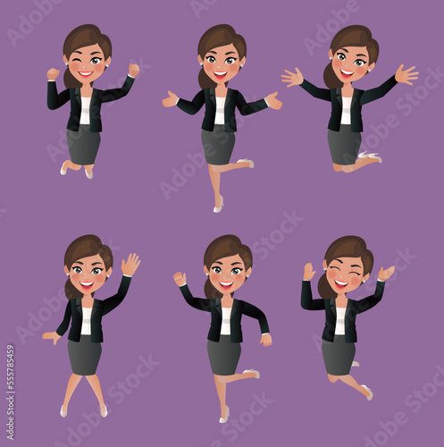 Set of business people with different poses