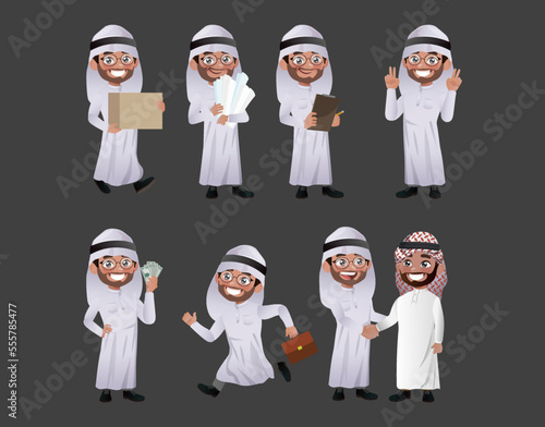 Set of business people with different poses