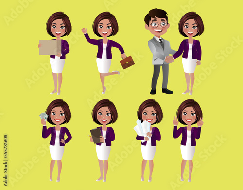 Set of business people with different poses