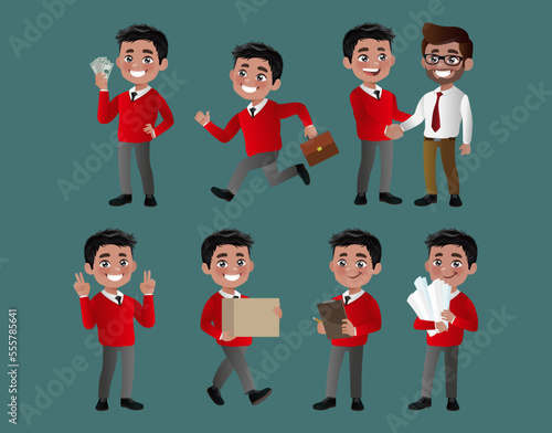 Set of business people with different poses