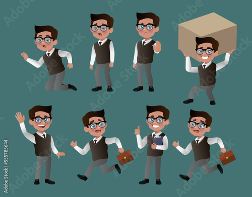 Set of business people with different poses