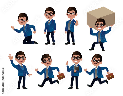 Set of business people with different poses