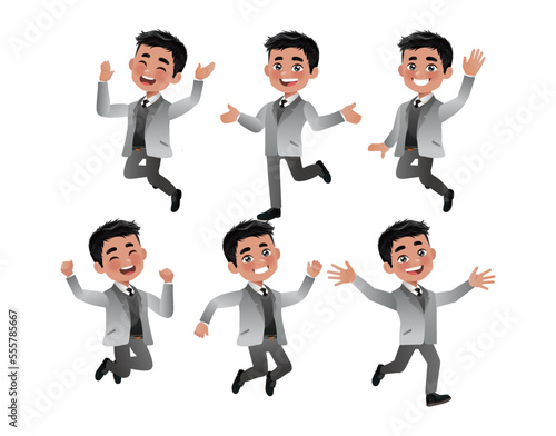 Set of business people with different poses