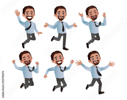 Set of business people with different poses