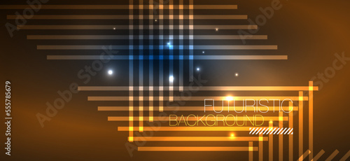 Background wallpaper neon glowing lines and geometric shapes. Dark wallpaper for concept of AI technology, blockchain, communication, 5G, science, business and technology