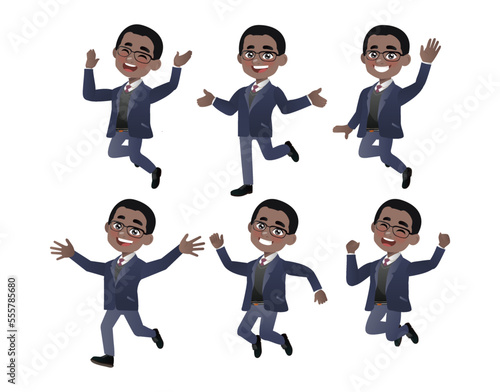 Set of business people with different poses