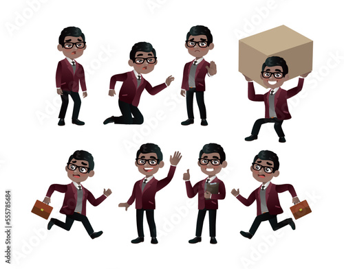 Set of business people with different poses