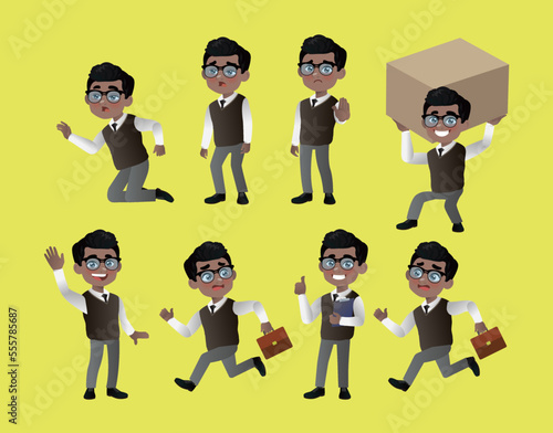 Set of business people with different poses