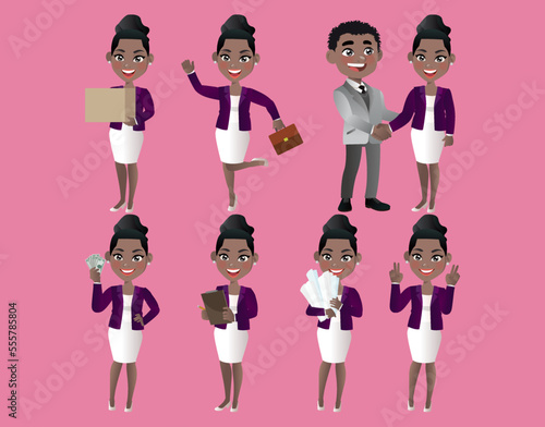 Set of business people with different poses