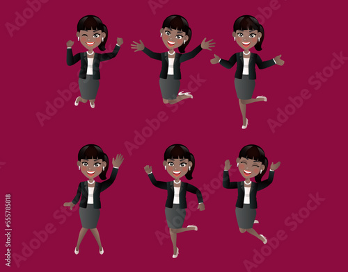 Set of business people with different poses