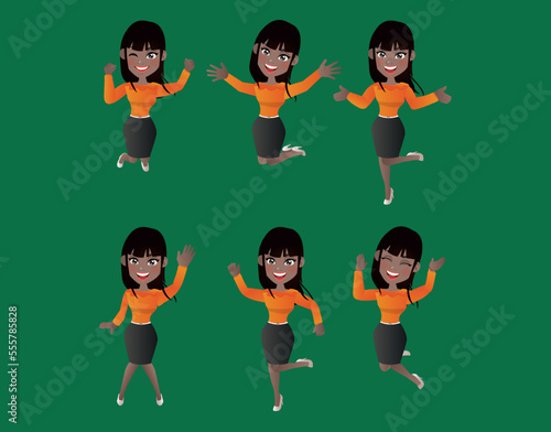 Set of business people with different poses
