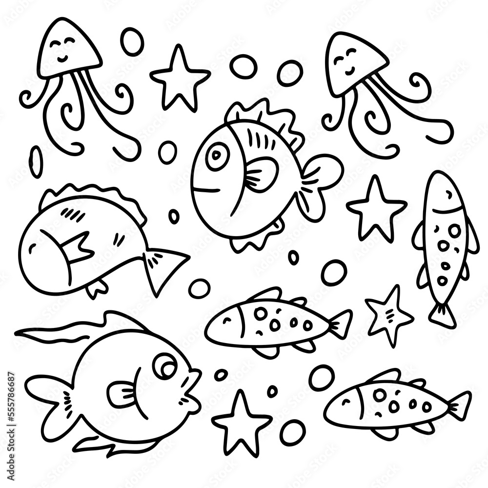 fish set bundle vector design