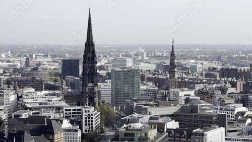 Hamburg city from St. Michael's Church perspective view