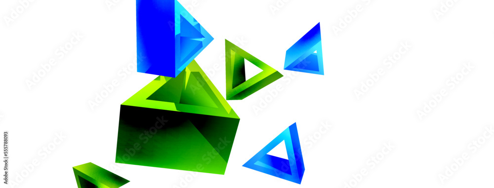 Triangle abstract background. 3d vector basic shape technology or business concept composition. Trendy techno business template for wallpaper, banner, background or landing Triangle abstract background. 3d vector basic shape technology or business concept composition. Trendy techno business template for wallpaper, banner, background or landing