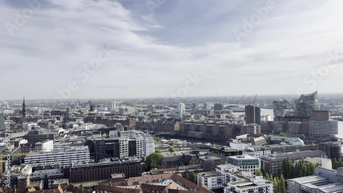 Hamburg city from St. Michael's Church perspective view