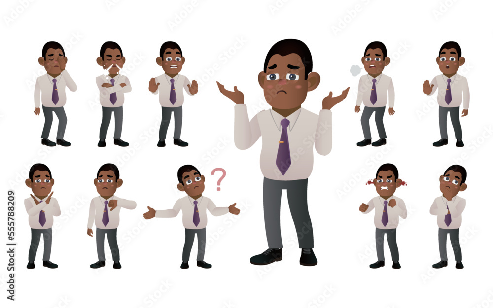 Set of business people with different emotion