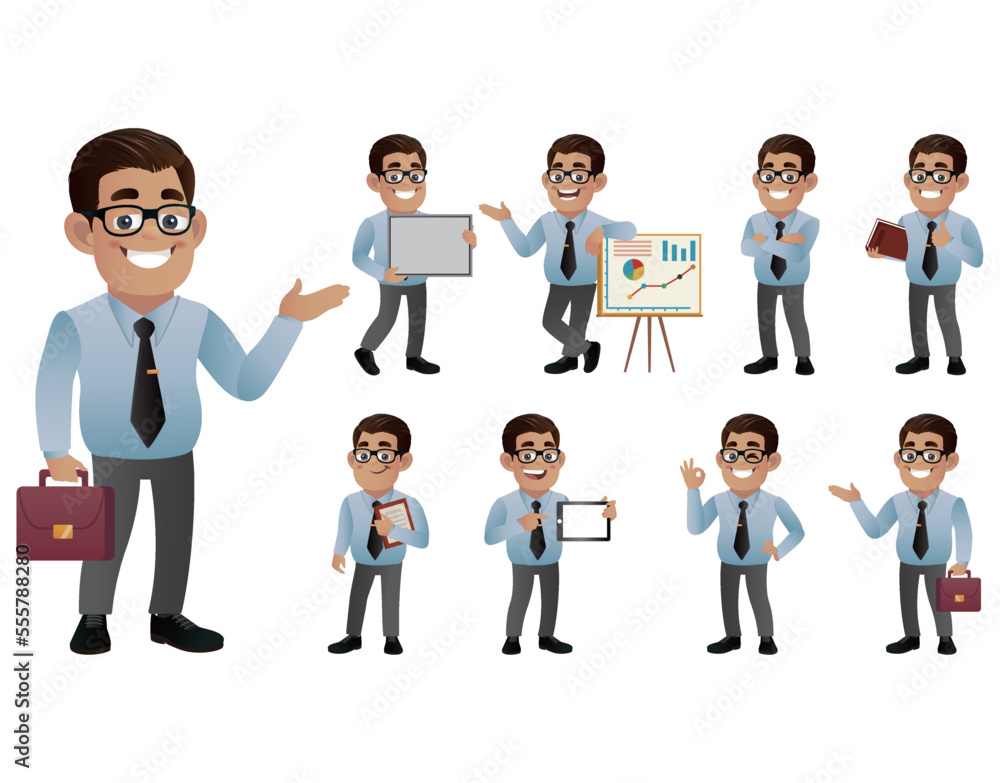 Set of business people with different poses Set of business people with different poses