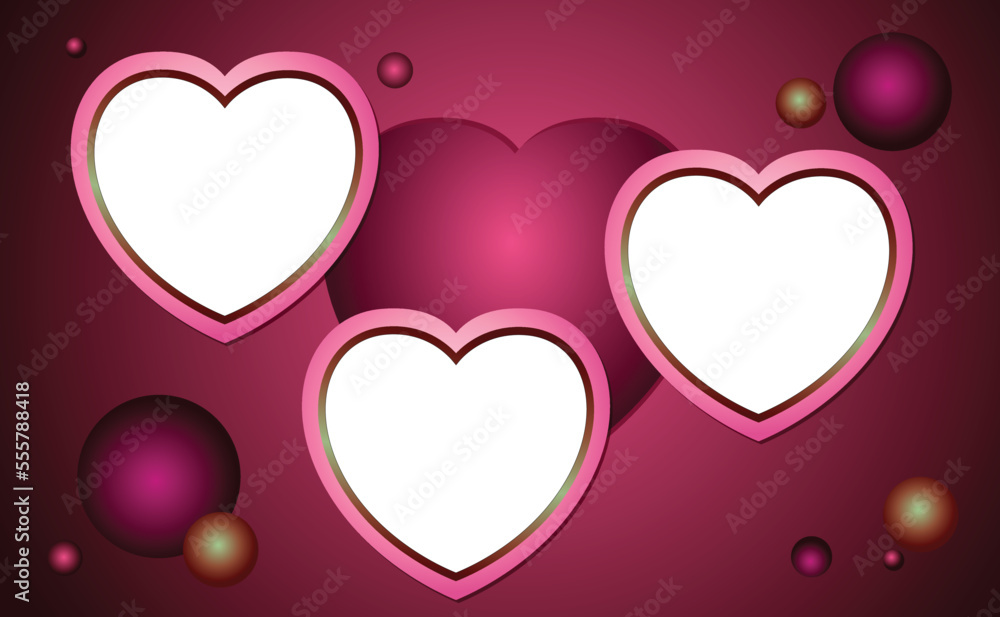 Beautiful Frame with hearts. Vector Illustration