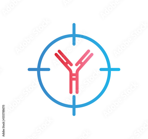 Antibodies dna colorful icon. Logotype for company or organization, branding. Molecule and genome analysis. Sticker for social networks and instant messengers. Cartoon flat vector illustration
