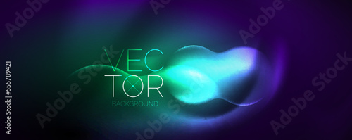 Neon glowing waves, magic energy space light concept, abstract background wallpaper design