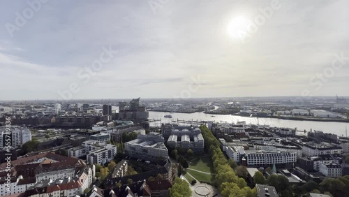 Hamburg city from St. Michael's Church perspective view