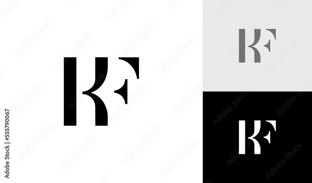 Simple and luxury letter KF monogram logo design vector Simple and luxury letter KF monogram logo design vector