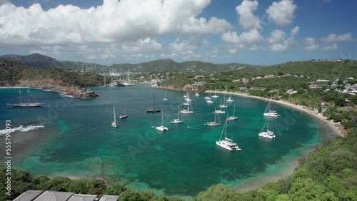 The drone aerial footage of Galleon Beach, Freeman's Bay and English Harbor in Antigua. photo