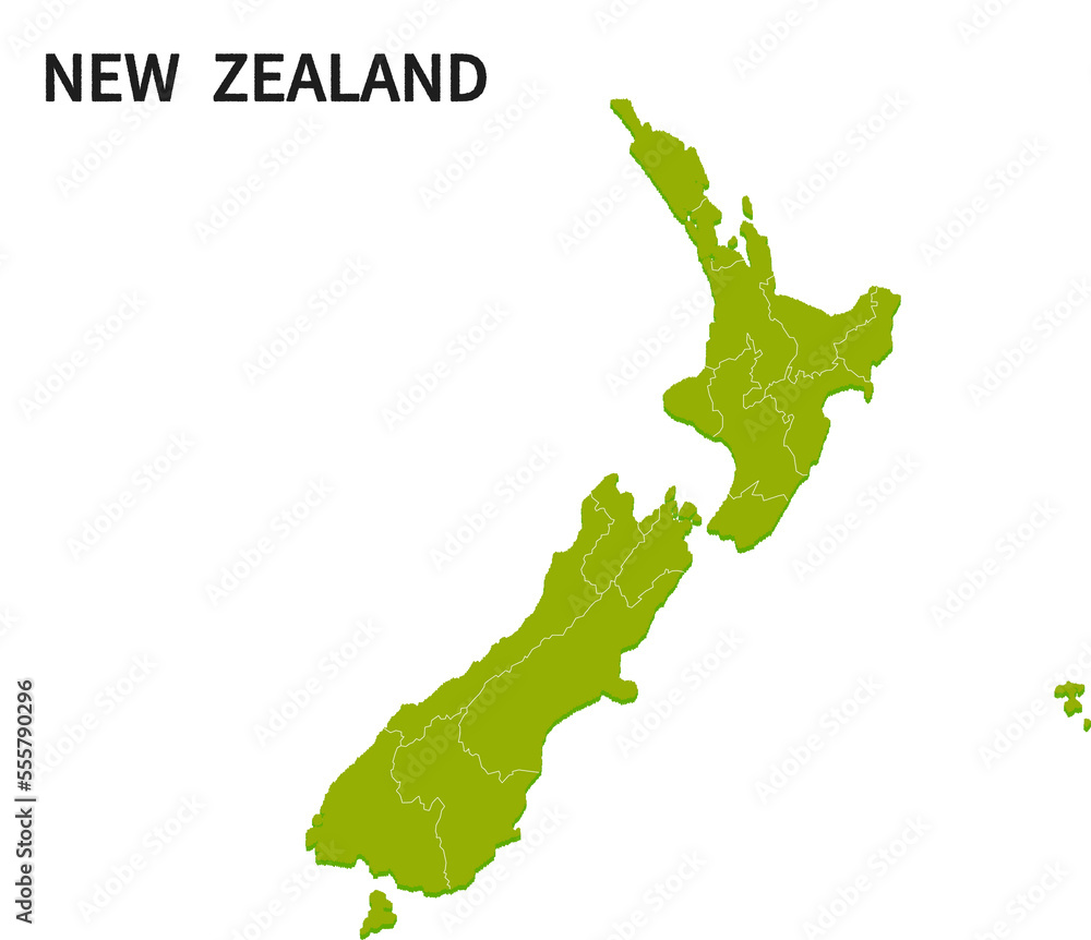 ニュージーランド/NEW ZEALANDの地域区分イラスト