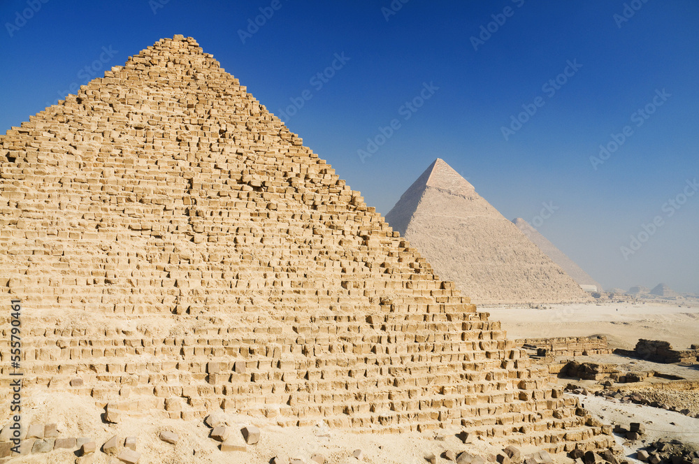 Pyramid of Khafre and Great Pyramid of Giza, Giza, Egypt Pyramid of Khafre and Great Pyramid of Giza, Giza, Egypt