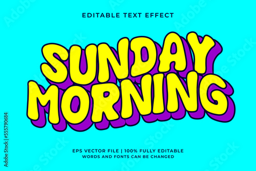 Sunday morning text effect - Retro old school cartoon text in groovy style theme