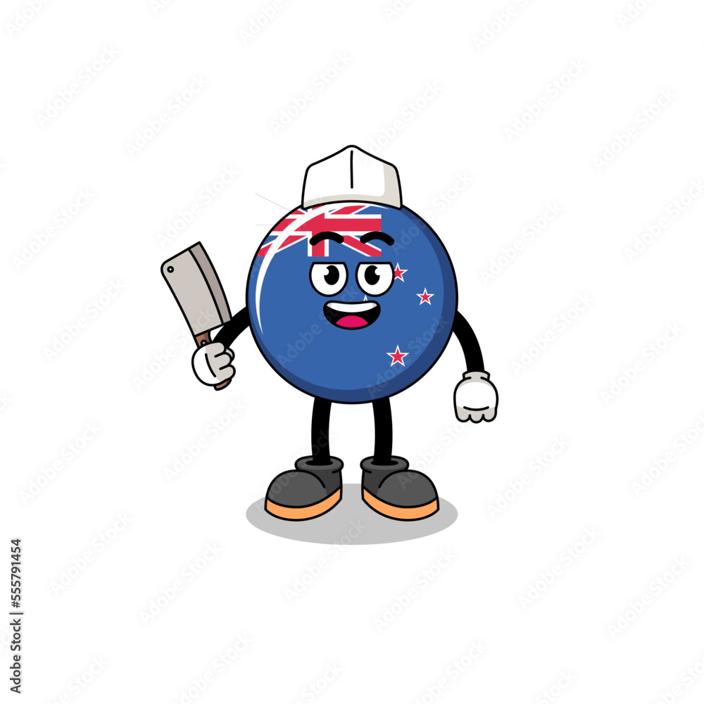 Mascot of new zealand flag as a butcher Mascot of new zealand flag as a butcher