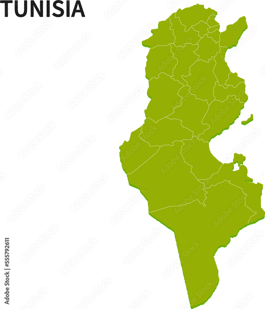 チュニジア/TUNISIAの地域区分イラスト チュニジア/TUNISIAの地域区分イラスト
