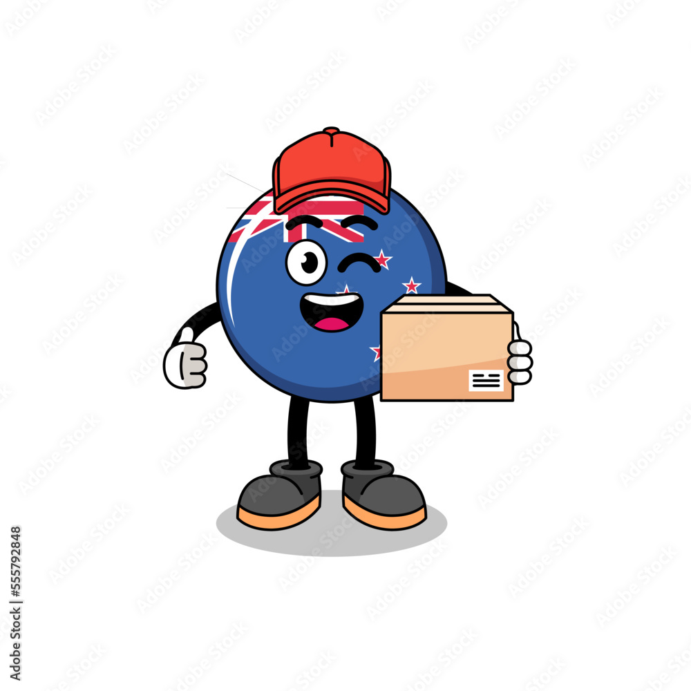 new zealand flag mascot cartoon as an courier new zealand flag mascot cartoon as an courier